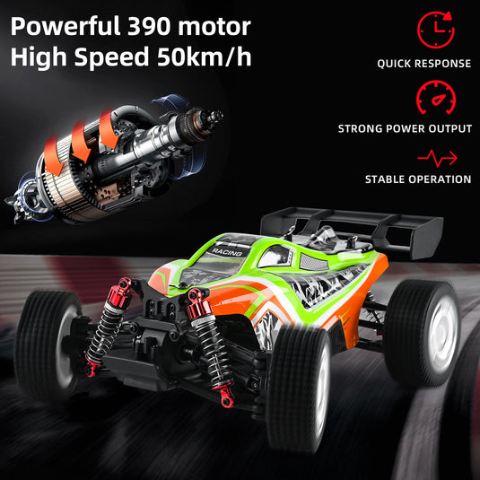 GUOKAI 1/16 The large tire High-speed Remote control Off-Road Vehicle, Adopts Four-Drive Force with Brushed Motor, Strong Power easy to deal with Various Terrains