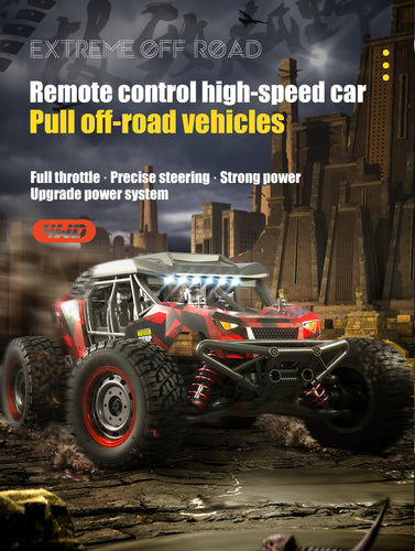 JJRC Remote 2.4G control high-speed car Pull off-road vehicles with LED highlight headlight Carbon brush magneto Strong power output