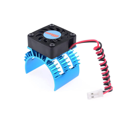 Aluminum RC Motor Heat Sink with 5-8.45V Cooling Fan for 1/10 RC Car Truck Buggy Crawler 540 550 3650 Size Motor Black&Blue