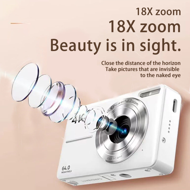 Load image into Gallery viewer, 4K digital camera, 64MP, 18x optical zoom, Vlog camera, excellent for beginner photographers, portable travel camera kit,  making it an ideal photography gift.
