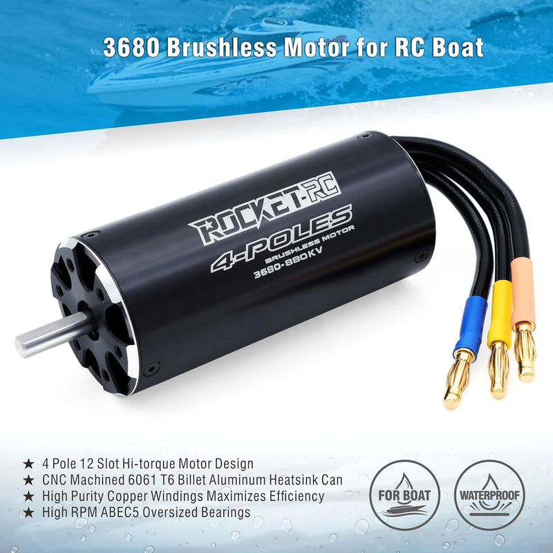 Load image into Gallery viewer, 3680 880KV Brushless RC Boat Motor Hobby Brushless Motor 4Pole Design Replacement Boat Parts (880kv)
