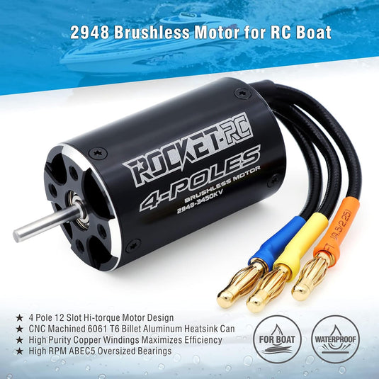 2948 3450 KV Brushless RC Boat Motor Surpass Hobby Brushless Motor 4Pole Design Replacement Boat Parts