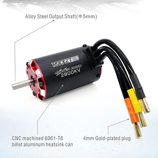 RC Car Brushless Motor,3660 2800kv Supersonic Brushless Motor with Waterproof 80A ESC Combo Set for 1/10 Remote Control Car