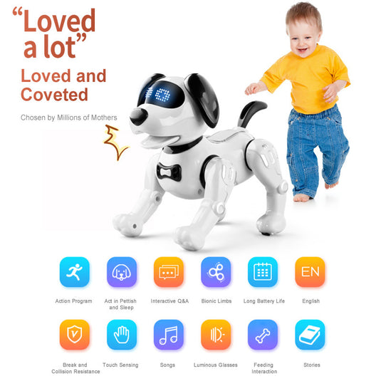 JJRC R19 Smart Robot Dog for Kids, Remote Control Robotic Pet with Voice, Touch & Programming, Music & LED , STEM Toy