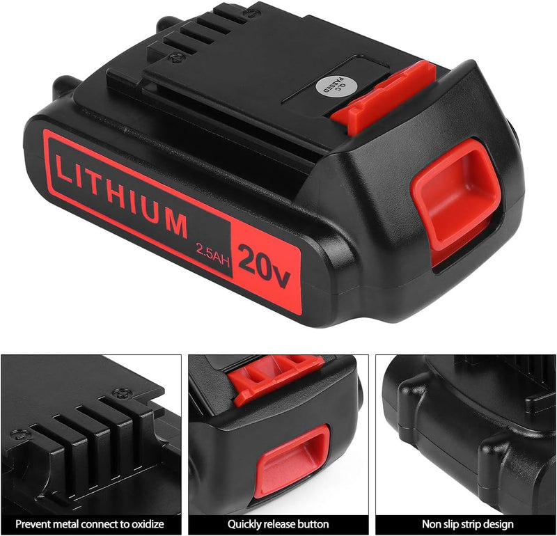 Load image into Gallery viewer, Black and Decker 20v Max 1.5Ah-6.0Ah  Lithium Battery Replacement For LBXR20 LB20 LBX20 LBX4020 Extended Run Time Cordless Power Tools Series，1Pack（Black&amp;Red）
