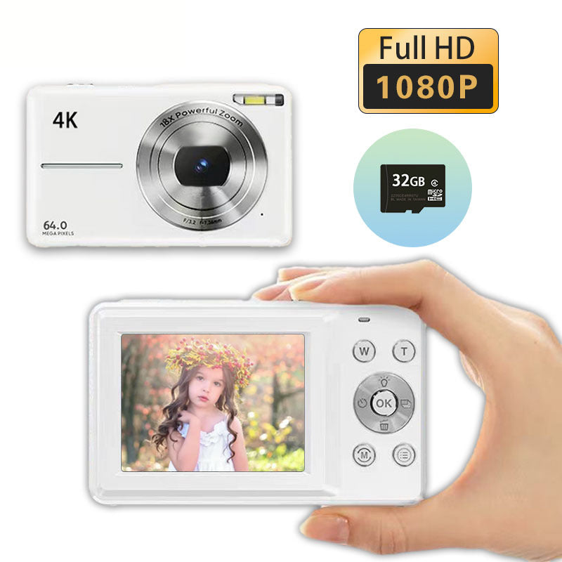 Load image into Gallery viewer, 4K digital camera, 64MP, 18x optical zoom, Vlog camera, excellent for beginner photographers, portable travel camera kit,  making it an ideal photography gift.
