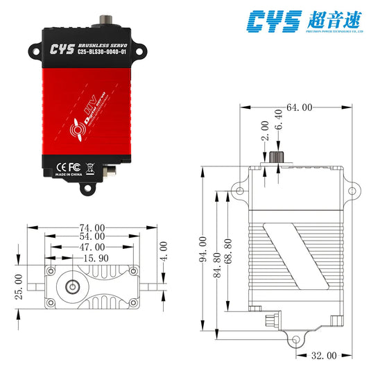 C25-BLS30-0040-01 40KG High Torque Brushless Servo Motor with CAN Bus, Waterproof Steel Gear for Drones & RC Plane, 1 Pack（Direct Factory Sale）