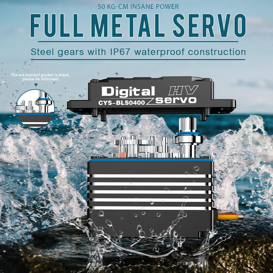 BLS0400 Brushless RC Servo with Steel Rotor, 50kg·cm High Torque for RC Boat & Car,1 Pack（Direct Factory Sale）