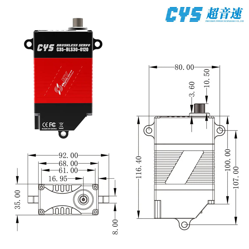 Load image into Gallery viewer, C35-BLS30-0120 High-Precision Digital Servo Motor 120Kg.cm Torque for CNC/AGV/Robotic Arm Systems, 1 Pack（Direct Factory Sale）
