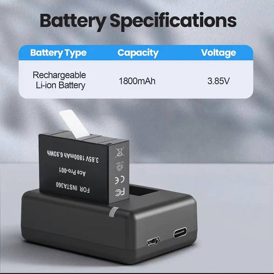 3.85V Insta360 Ace Pro Battery 1800mAh Replacement Battery Pack Compatible with Insta360 Ace/Ace Pro Action Camera Batteries Accessories ,1pcs
