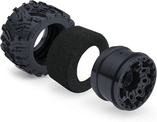 Height 4.92" (125mm) RC Truck Wheels and Tires Set for 1/10 Monster Truck Wheels Tires for HPI/HSP/Savage XS TM Flux/ARRMA 1/10 Gorgon/KDM.Racing Successor/HNR H9801 Mars 2Pack