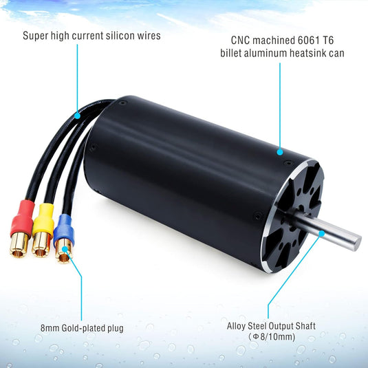 56112 700KV Brushless Motor Shaft 8mm with Water Cooling Jacket for RC Boat (700kv 8mm)