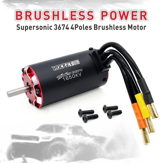 Supersonic Rc Brushless Motor 3674 1650kv, 4 Poles and Built in Temperature Sensor Motor and Sensor Port for 1/10 RC Car Vehicle