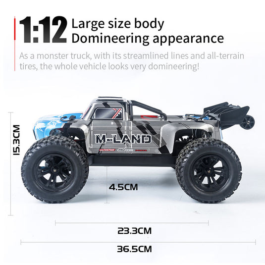 1:12 Bigfoot off-road Truck Metal gear Synchronous Control System Speed 60km/h, Splash-Proof 3800KV Brushless Motor , Metal Servo Four-Channel Gun Control