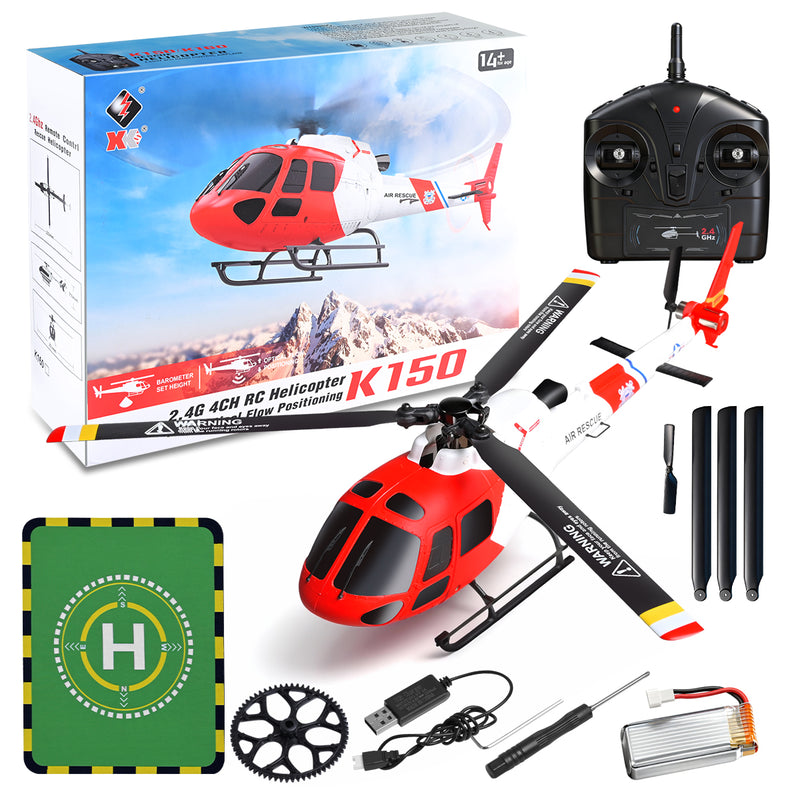 Load image into Gallery viewer, K150 AS350 Squirrel RC Helicopter 4 Channel Flybarless Aileronless Helicopter, One Key Takeoff Landing Beginner RC Helicopter
