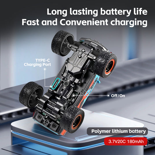 1:64 Mini RC Off-Road Truck with FPV Camera, 4WD Pocket Remote Control Car, APP Control, 3-Speed Adjustable, All-Terrain Micro RC Vehicle