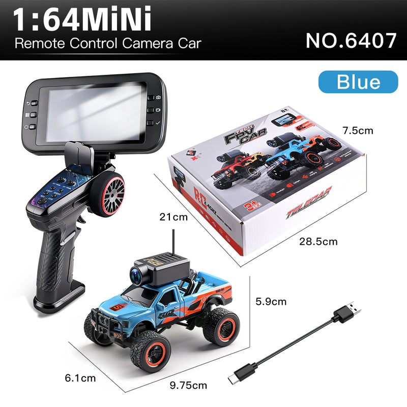 Load image into Gallery viewer, 1:64 Mini FPV RC Off-Road Truck with FPV Camera &amp; LCD Screen Remote, 4WD Pocket Remote Control Car, APP Control, 3-Speed Adjustable, All-Terrain Micro Vehicle
