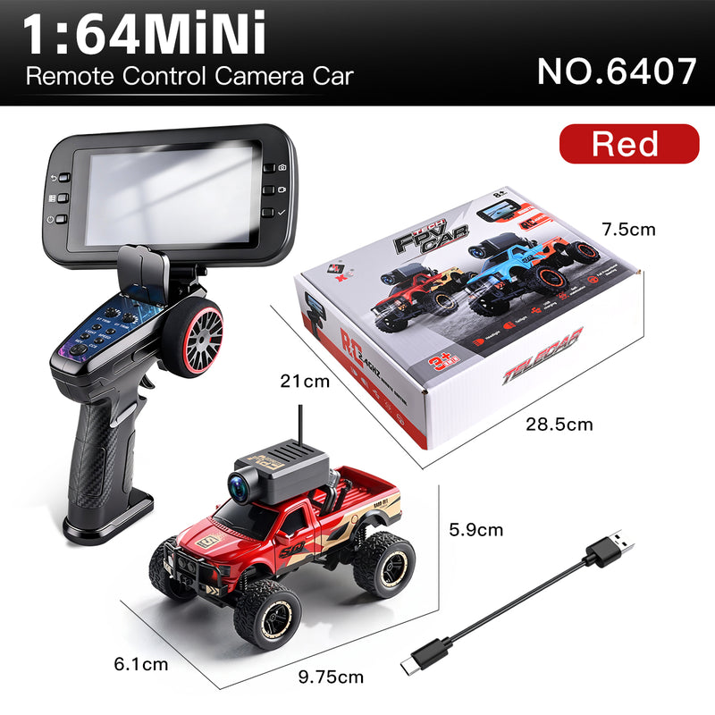 Load image into Gallery viewer, 1:64 Mini FPV RC Off-Road Truck with FPV Camera &amp; LCD Screen Remote, 4WD Pocket Remote Control Car, APP Control, 3-Speed Adjustable, All-Terrain Micro Vehicle
