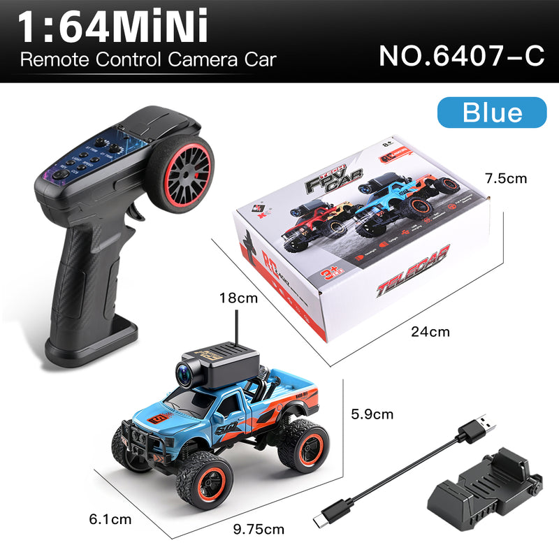 Load image into Gallery viewer, 1:64 Mini RC Off-Road Truck with FPV Camera, 4WD Pocket Remote Control Car, APP Control, 3-Speed Adjustable, All-Terrain Micro RC Vehicle
