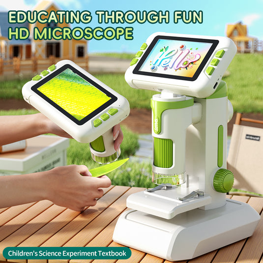 Kids Digital Microscope with 3-Mode Design, Handheld & Desktop Portable Microscope, 100-1600X Magnification, Multi-Screen Connection to Phone/TV, Photo & Video, STEM Science Kit for Kids 8-12