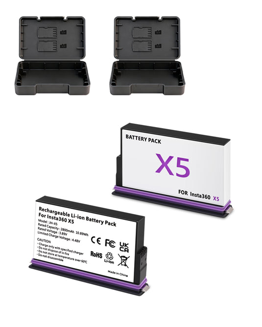 Insta 360 X5 Battery 2800mAh 3.89V Replacement Camera Battery, Compatible with Insta 360 X5 Action Camera , 1 /2 Pack