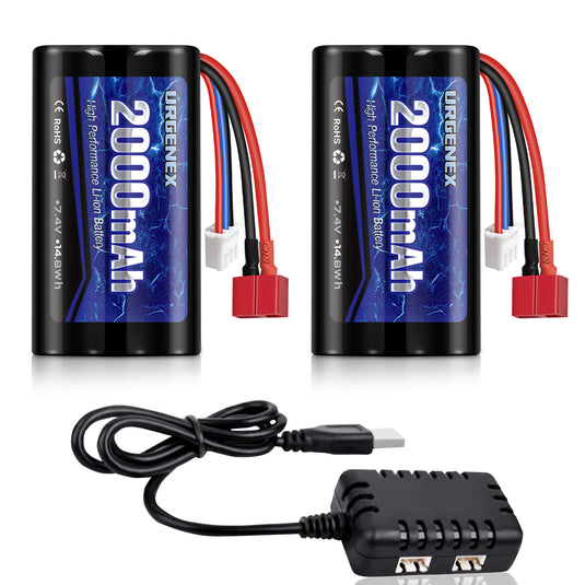 7.4 V Li-ion Battery 2000mAh High Capacity 15C with Deans T Plug