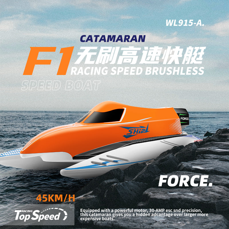 Load image into Gallery viewer, WLtoys 915-A 45KM/H High Speed RC Boat 2.4G Remote Control Racing Speed Brushless

