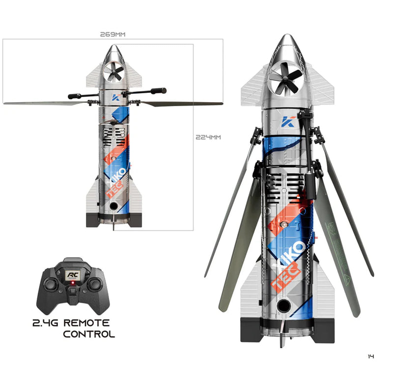 Load image into Gallery viewer, XK7 Remote Control Rocket Toy, 2.4G 3.5CH RC Helicopter with Water Mist Spray &amp; LED Lights, Altitude Hold, One-Key Take-off/Landing, Space Rocket Chopper Toy for Kids and Adults
