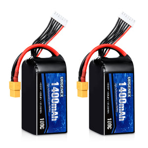 URGENEX 6S Lipo Battery 1400mAh 22.2V 100C with XT60 Plug RC Battery Fit for RC FPV Racing Drone Quadcopter Helicopter Airplane Racing Models