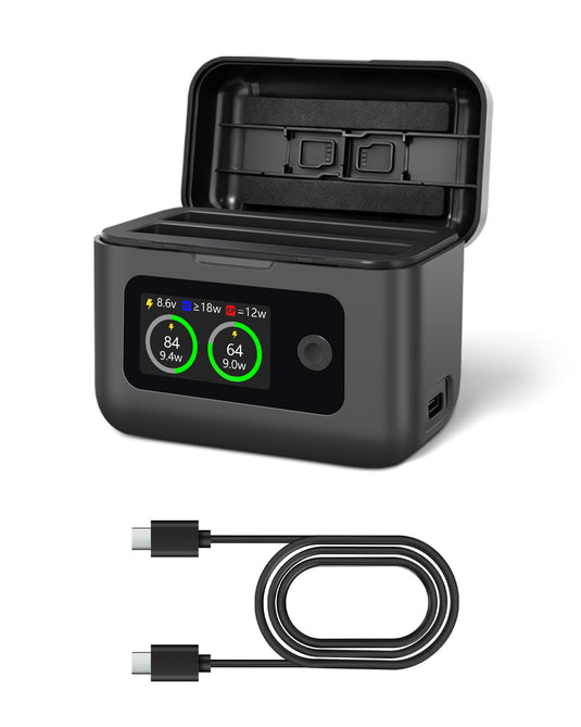 Insta 360 X5 Batteries 2 Pack 2800mAh 3.89V Replacement Camera Battery with Dual 2 Slot LCD Visual Display 27W Rapid Charging Hub, Compatible with Insta 360 X5 Action Camera (2 Batteries+ Charging Box / Only Charger Box)