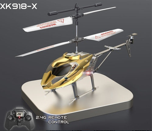Load image into Gallery viewer, XK918X RC Helicopter, 2.4G 3.5CH Alloy Frame Aircraft with One-Key Take-off/Landing, 15 Mins Flight Time, Gyro Stabilized &amp; LED Lights
