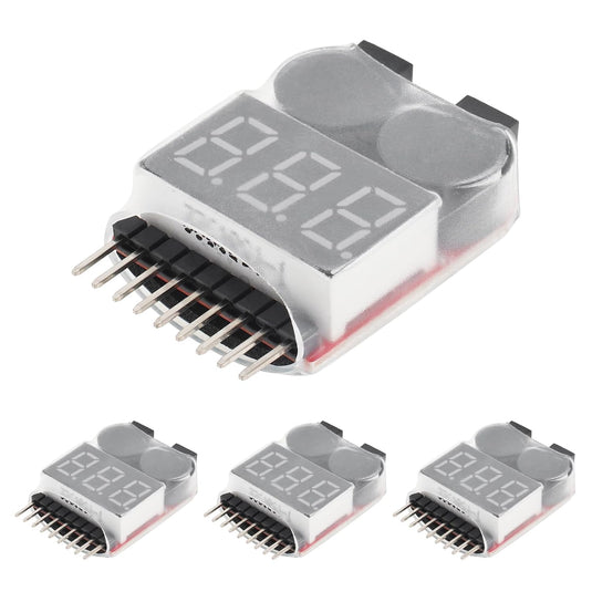 2PCS/4PCS 1-8s Lipo Battery Voltage Tester,RC Low Voltage Buzzer Alarm,Battery Monitor Checker Tester for 1-8s Lipo Life LiMn Li-ion Battery