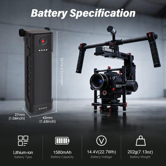 Ronin M / Ronin MX Intellegent Battery 14.4V 1580mAh High Capacity Replacement Battery Compatible with DJI Ronin-M & Ronin-MX Handheld Gimbal Stabilizer, Up to 3 Hours Runtime