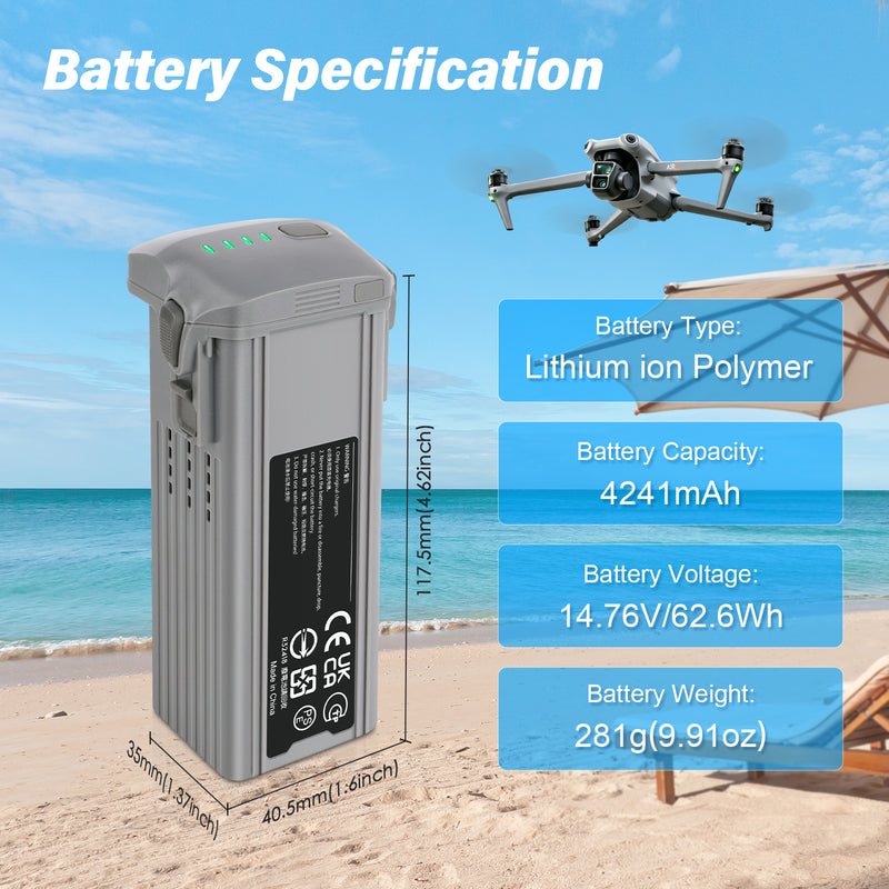 Load image into Gallery viewer, Air 3 Intelligent Flight Battery 14.76V 4241mAh High Capacity Replacement Battery Compatible with DJI Air 3/ Air 3S Drone, Up to 35Mins Max Flight Time
