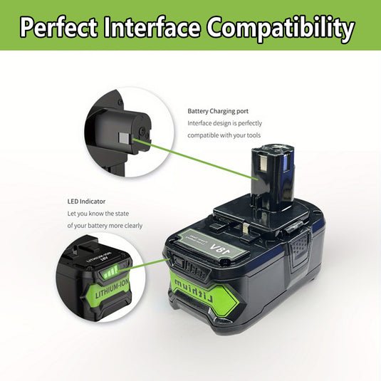 18V 6.0 AH  High Capacity Replacement Battery for Ryobi P102 P103 P104 P105 P107 P108 P109 P122 for Ryobi ONE+ 18-Volt Tools Battery  1Pack (Green)