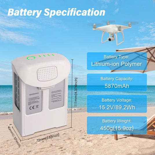 Athlife Phantom 4 Intelligent Flight Battery 15.2V 5870mAh High Capacity Replacement Battery Compatible with DJI Phantom 4/4 Pro/4 Pro V2.0/4 Pro Plus/4 Advanced/4 RTK Drone, Up to 30Mins Flight Time