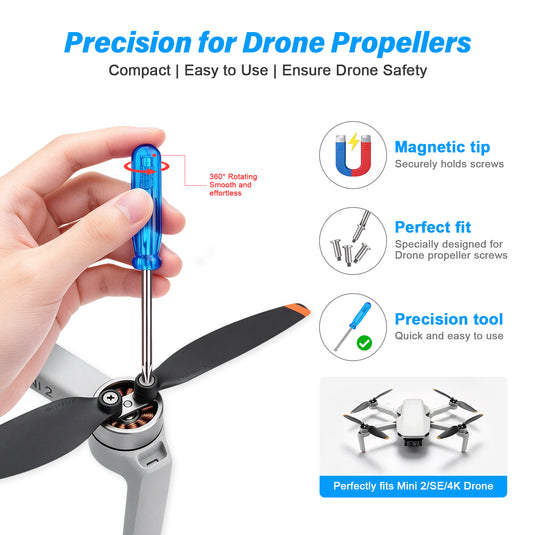 Propellers for DJI Mini 2 /SE /2SE /4K Replacement Blades, Low-Noise ,Light-Weight and Quick-Release with Screws and Magnetic Screwdriver, Drone Propeller Accessories