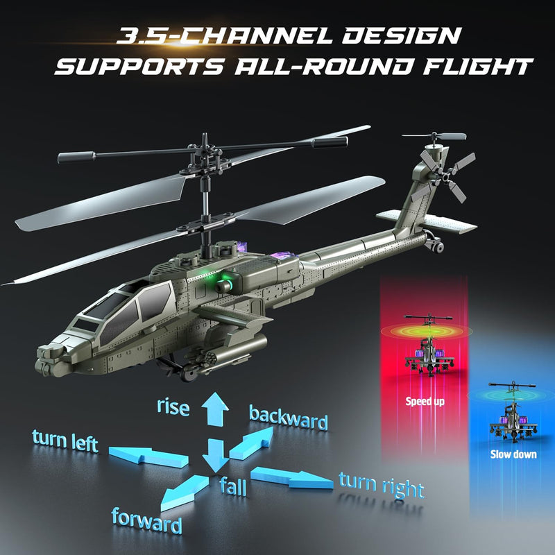 Load image into Gallery viewer, XK1 Apache RC Helicopter, 2.4G 3.5CH Military Chopper with Altitude Hold &amp; One-Key Operation, Gyro Stabilized Remote Control Toy for Kids and Adults
