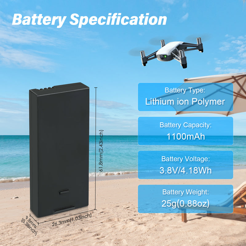 Load image into Gallery viewer, Tello Intelligent Flight Battery 3.8V 1100mAh High Voltage Replacement Battery Compatible with DJI DJI Ryze Tello/Tello EDU RC Quadcopter Drone, Up to 13 Mins Flight Time
