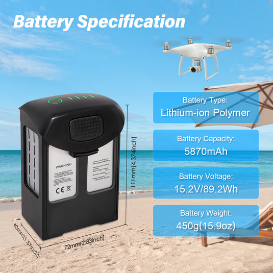 Athlife Phantom 4 Intelligent Flight Battery Black 15.2V 5870mAh High Capacity Replacement Battery Compatible with DJI Phantom 4/4 Pro/4 Pro V2.0/4 Pro Plus/4 Advanced/4 RTK Drone, Up to 30Mins Flight Time
