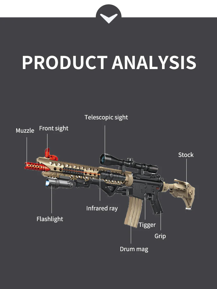 Load image into Gallery viewer, SKD Powerful Electric Automatic M4 Gel Ball Blaster Rifle Toy Gun with Eco-Friendly Splatter Ball for Outdoor Activities
