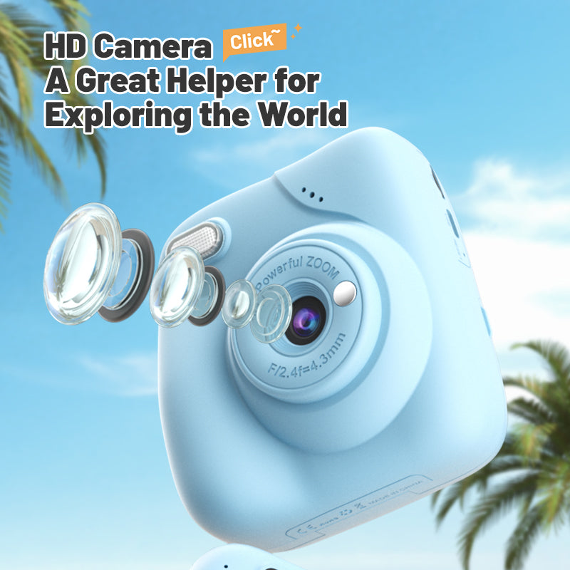 Load image into Gallery viewer, Instant Print Camera for Kids, 1080P HD Digital Video Camera with 10X Digital Zoom, 2.4-inch Screen, Portable MP3 Player, Zero Ink Thermal Paper, Creative DIY Birthday Gift for Boys and Girls
