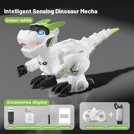 Smart RC Dinosaur Robot for Kids - Intelligent Sensing Mecha T-Rex with Gesture Control, Touch Interaction, Voice Recording, Interactive STEM Toy Gift for Boys & Girls