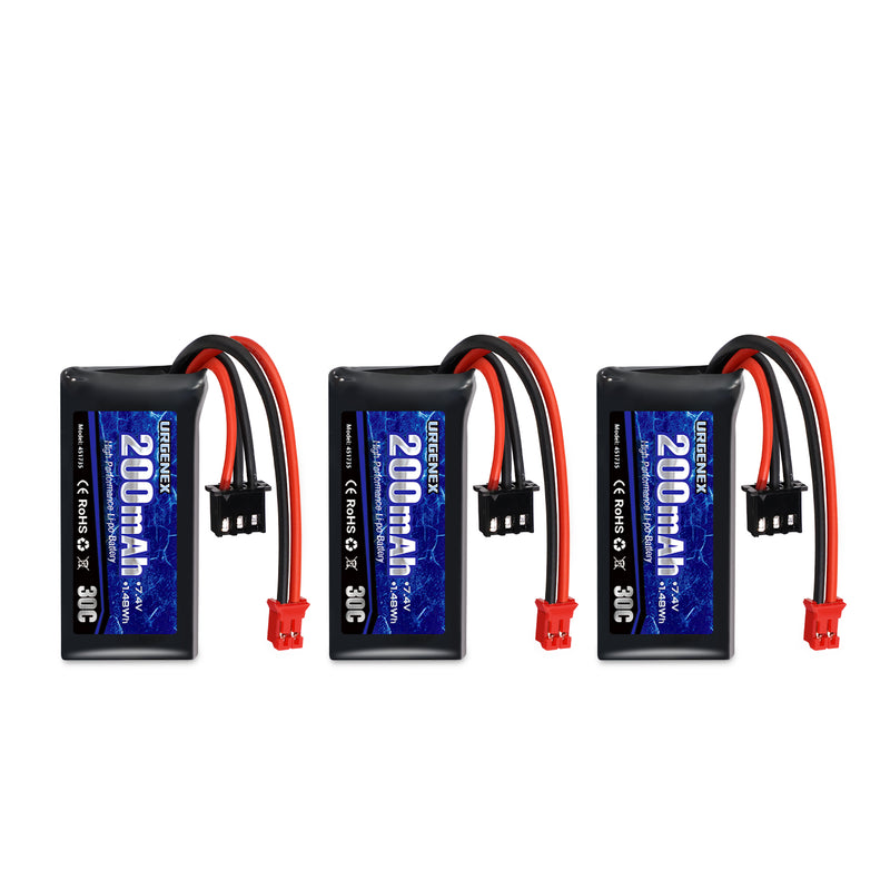 Load image into Gallery viewer, URGENEX 2S 30C 7.4V 200mAh Rechargeable Light Lipo Battery with PH2.0 Plug, Low Internal Efficient Energy Fit for Axial SCX30 Jeep Wrangler JLU, Ford Bronco &amp; Chevrolet K10 RC Crawlers
