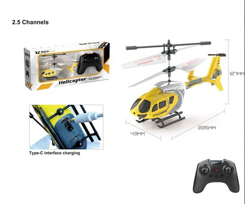 XK915X RC Helicopter, 2.5CH Infrared Remote Control Aircraft with Gyro for Stability, Crash Resistant Indoor Toy for Kids and Beginners