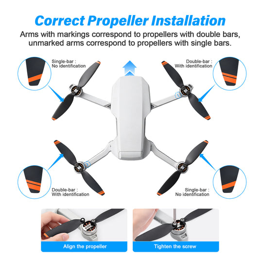 Propellers for DJI Mini 2 /SE /2SE /4K Replacement Blades, Low-Noise ,Light-Weight and Quick-Release with Screws and Magnetic Screwdriver, Drone Propeller Accessories