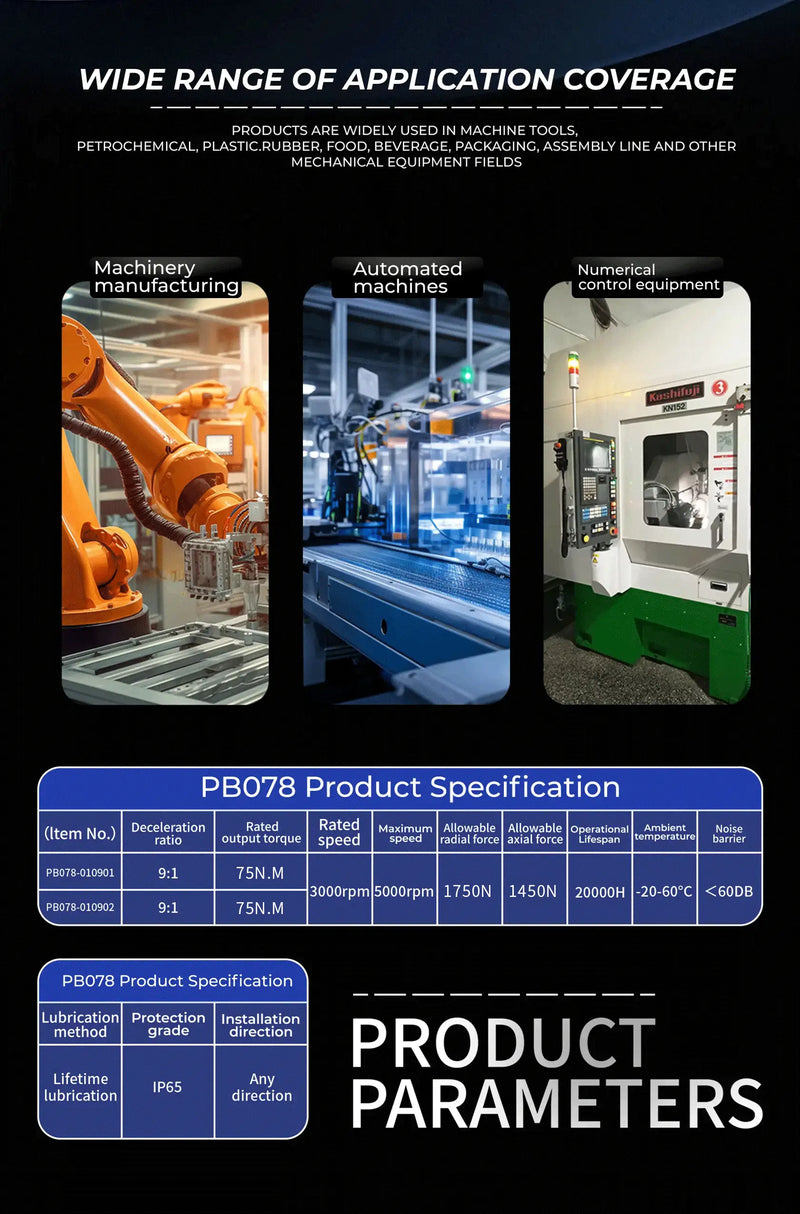 Load image into Gallery viewer, PB078-010901 750W motor reduction ratio 1:9 injection molding robot planetary reducer, 1 Pack（Direct Factory Sale）
