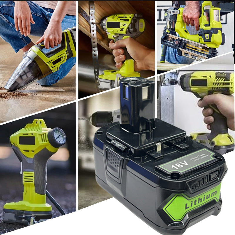 Load image into Gallery viewer, 18V 6.0 AH  High Capacity Replacement Battery for Ryobi P102 P103 P104 P105 P107 P108 P109 P122 for Ryobi ONE+ 18-Volt Tools Battery  1Pack (Green)
