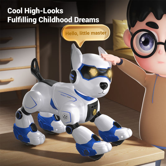 RC Robot Dog Toy for Kids, Intelligent Remote Control Stunt Dog with Voice Control & Programable Functions, Interactive Electronic Pet Puppy Sings, Dances, Plays Bedtime Stories