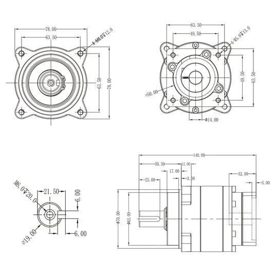 PR078-010902 400W motor reduction ratio 1:9 injection molding robot planetary reducer, 1 Pack（Direct Factory Sale）